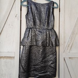 NWOT Kate Spade Silver Metallic Peplum Dress Size 0